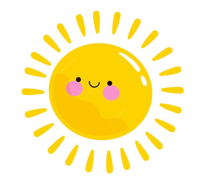 a yellow sun with pink cheeks and eyes