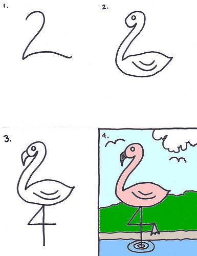 how to draw a flamingo step by step for kids with pictures and instructions on how to draw