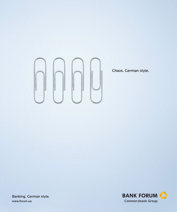 three paper clips sitting next to each other on top of a blue background with the caption bank forum