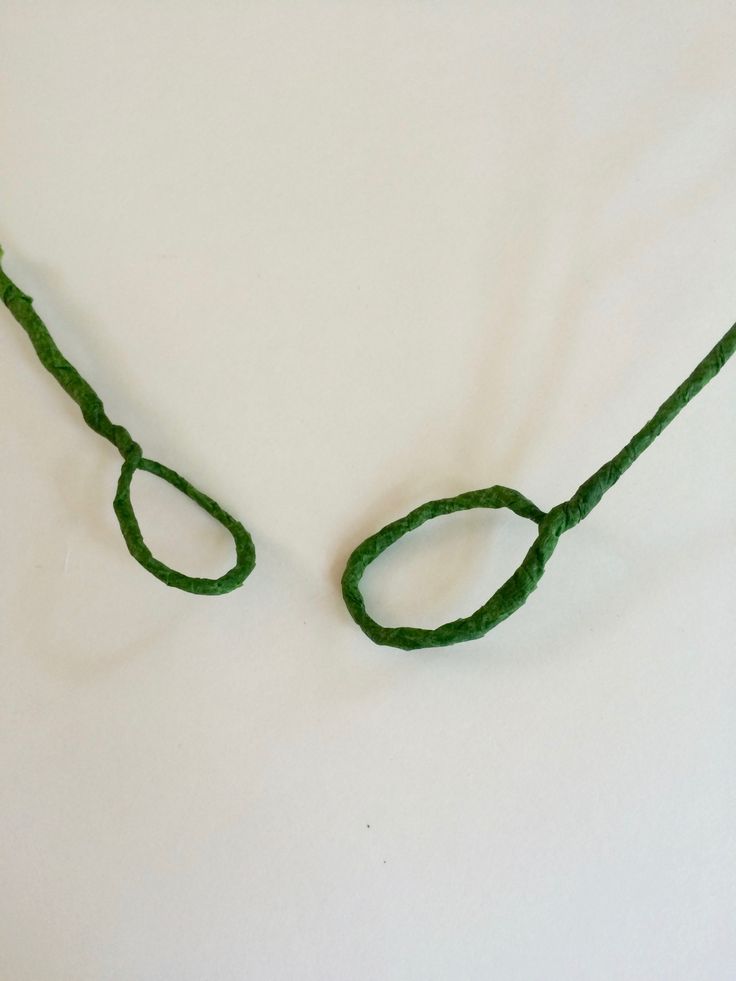 a green string that has been made into a necklace with two loops attached to it