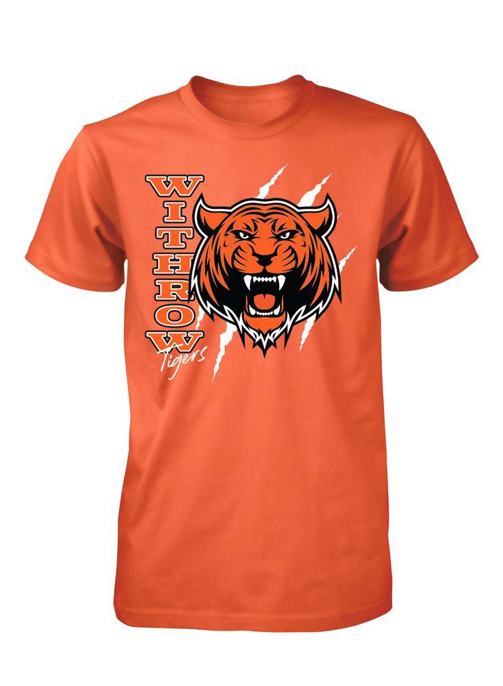 Withrow Tigers, this one is for you! 15% of all shirt sales will be donated to Withrow! Short Sleeve T-Shirt Withrow Graphic on Front - Originalitees logo on back Color Available: Orange Poly/Cotton True to Size Sizes XS-4X Fan Gear Graphic Tee Shirt With Short Sleeves, Graphic Tee Shirt With Short Sleeves For Fans, Graphic Tee Shirt For Fan Gear With Short Sleeves, Short Sleeve Graphic Print Shirt For Fans, Graphic Print Short Sleeve Shirt For Fan Gear, Team-colored Graphic Print Shirt For Fan Merchandise, Pre-shrunk Graphic Tee For Fan Gear, Orange Crew Neck T-shirt With Team Name, College Fan Apparel Shirt With Logo Print