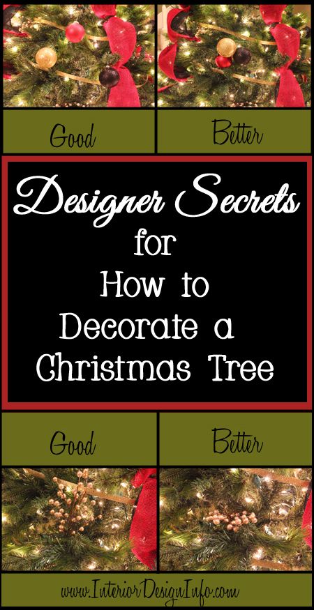 a christmas tree with the words designer secrets for how to decorate a christmas tree on it