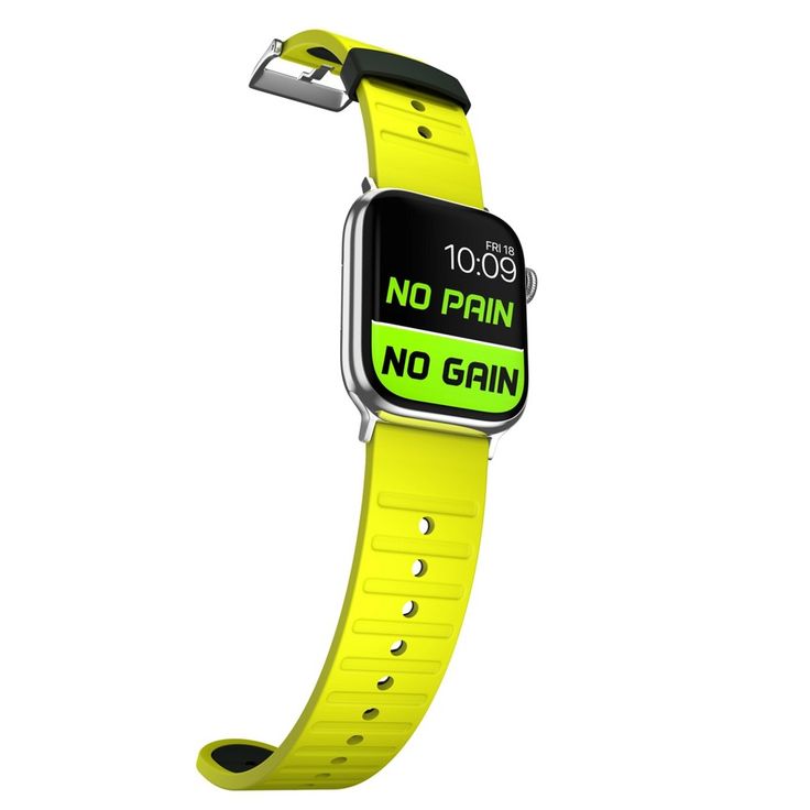 Add the winning combination of style and functionality to your active lifestyle or training sessions with this fluorescent green sculpted smartwatch band. The sweat-resistant silicone, sporty black keeper, and stainless steel pin-and-tuck buckle ensure a comfortable, universal fit. Plus, free Watch Faces that match turn this sport strap into a motivational experience. Functional Sports Watch Wear-resistant, Wear-resistant Sports Watch, Durable Functional Digital Sports Watch, Functional Sports Watches With Shock Resistance, Functional Sports Watches Shock Resistant, Functional Sports Watches, Shock Resistant, Adjustable Sporty Watch Bands For Sports, Adjustable Sporty Watch Band For Sports, Functional Green Sports Watch