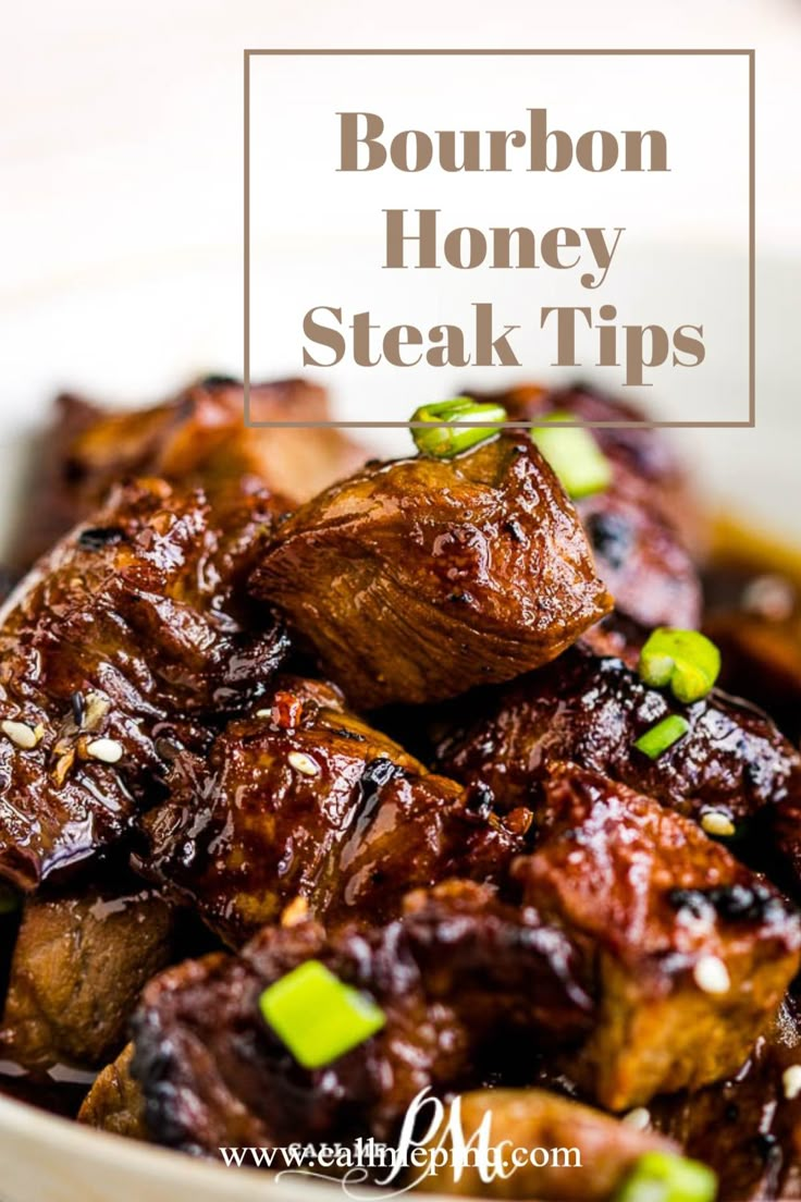 Bourbon Honey Steak Tips RECIPE Honey Steak, Bourbon Honey, Bourbon Steak, Honey Bourbon, Steak Tips, Recipes Beef, Beef Tips, Steak Bites, Beef Dinner