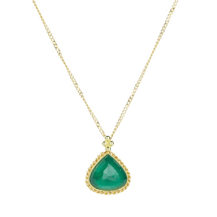 Amali 18k Pear Shaped Emerald Pendant Necklace | Quadrum Gallery Emerald Pendant Necklace, Emerald Necklace Pendant, The Enchanted Forest, Emerald Pendant, Delicate Chain, Yellow Gold Chain, Yellow Gold Pendants, Green Necklace, Gifts For Nature Lovers