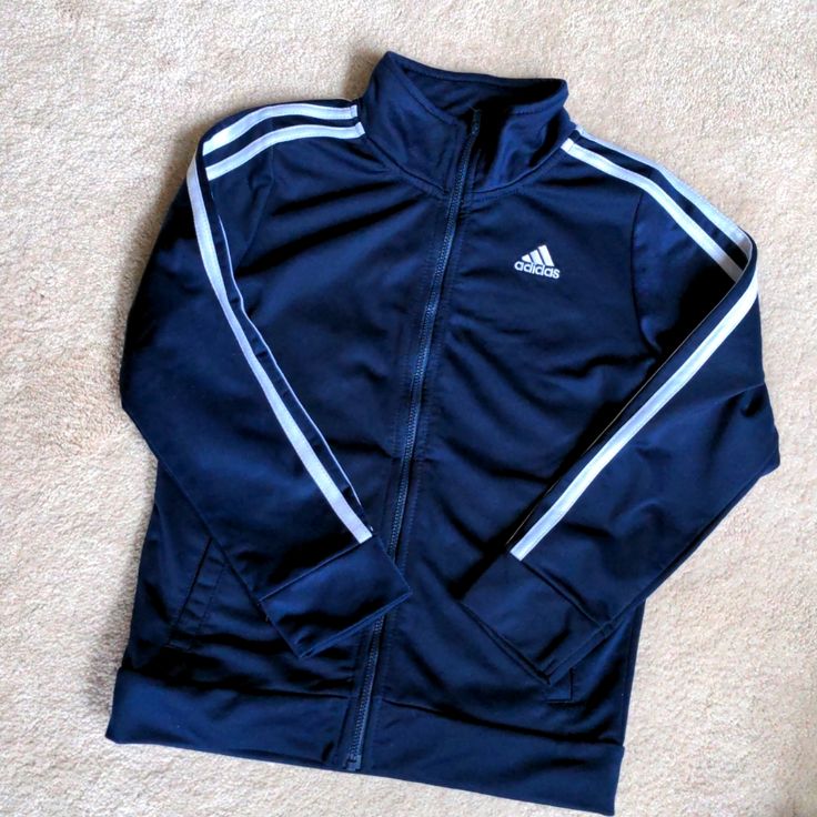 Adidas Track Jacket. New Without Tags. Navy Blue. Kids Size 7x. Adidas Blue Jacket, Adidas Clothes, Blue Track Jacket, Adidas Zip Up, Adidas Tracksuit, Adidas Track Jacket, Fire Fits, Adidas Jackets, Adidas Outfit