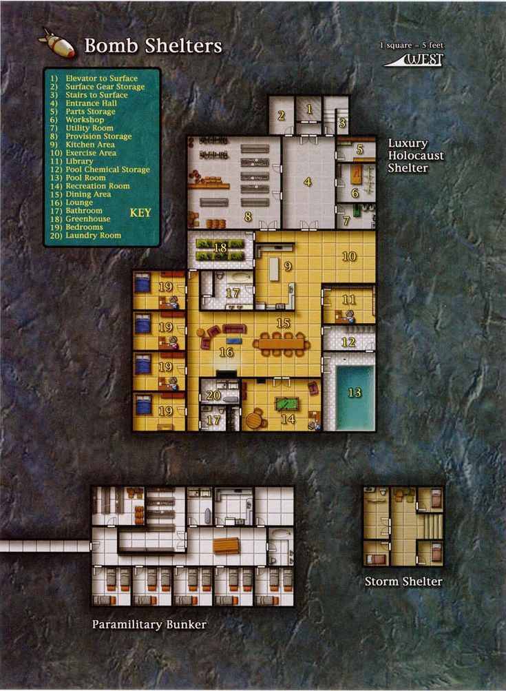 the floor plan for bomb shelters and rooms in an area that looks like it has been destroyed