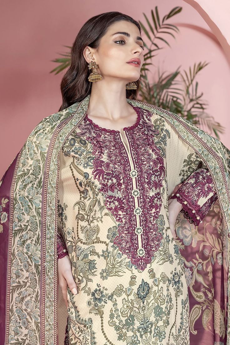 Khaadi BCS240308ST Beige Eid Prets 2024 Original brand suit fabric and photography lite diffrance in actual print. Elegant Wedding Suits With Digital Print, Elegant Fitted Suits With Printed Motifs, Elegant Patterned Lawn Suit, Festive Fitted Suit With Printed Motifs, Elegant Fitted Patterned Lawn Suit, Elegant Floral Print Patterned Sets, Elegant Patterned Sets With Printed Motifs, Festive Multicolor Lawn Suit With All Over Print, Spring Suit With Printed Motifs And Long Sleeves