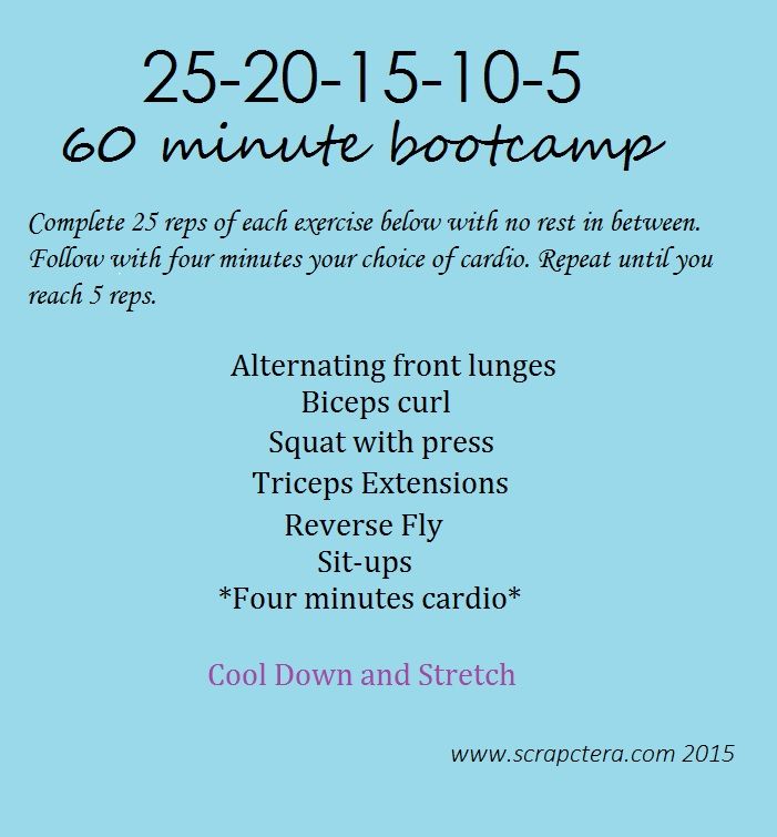 a flyer for an event with the words, 25 - 20 minute boot camp and instructions