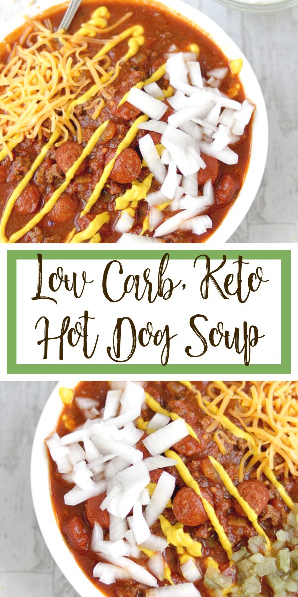 low carb keto hot dog soup in two bowls