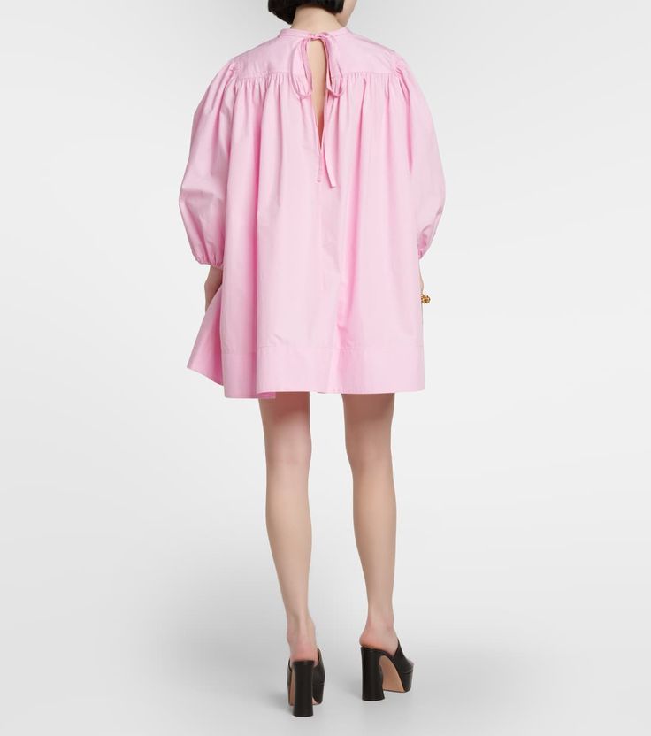 Cotton Poplin Minidress in Pink - Patou | Mytheresa Oversized Mini Length Dresses For Daywear, Summer Cotton Smock Mini Dress, Oversized Mini Dress For Daywear, Chic Cotton Smock Dress, Chic Cotton Mini Dress For Daywear, Feminine Knee-length Cotton Mini Dress, Chic Cotton Smock Mini Dress, Feminine Cotton Smock Dress, Daywear Smock Mini Dress