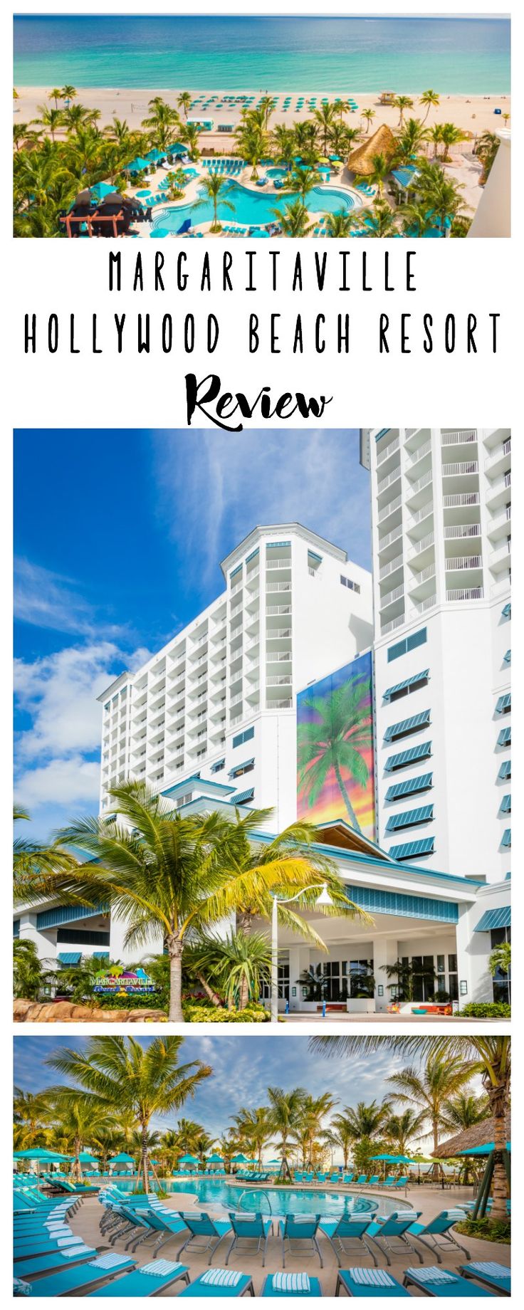 the front and back side of a hotel with text overlay that reads taracartaville hollywood beach resort review