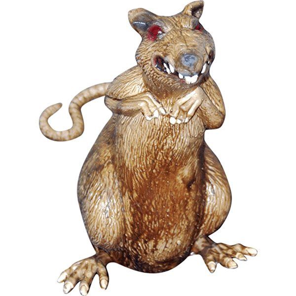 a statue of a rat with one eye open and the other on its back legs