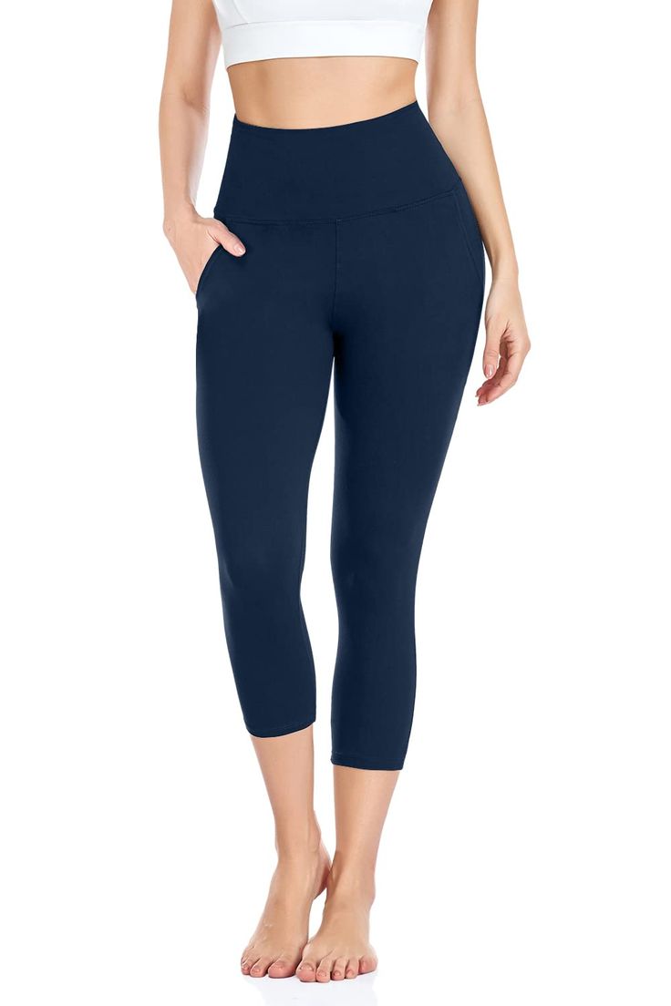 PRICES MAY VARY. 92% Polyester, 8% Spandex Imported 【2 DEEP SIDE POCKETS】These leggings feature with two side pockets, the side pockets are deep that have enough room for a smart phone.No more worrying about where to put your phone or other essentials during your workout. 【SOFT FABRIC】Our leggings are made from 92% polyester and 8% Spandex to give you freedom of movement no matter what you’re doing.They are crafted from 4-Way stretch and breathable fabrics.These yoga leggings can make you slim w Yoga Capri Leggings With Pockets, 4-way Stretch Capri Bottoms For Gym, Gym Bottoms With 4-way Stretch In Capri Length, Gym Capri Bottoms With 4-way Stretch, 4-way Stretch Capri Length Bottoms For Gym, Gym Capri-length Bottoms With 4-way Stretch, 4-way Stretch Ankle-length Yoga Activewear, Mid-rise Yoga Pants With Pockets For Pilates, Stretch Capri Pants For Sports