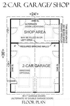 two car garage shop plan with floor plans for 2 car garage and storage area in the middle