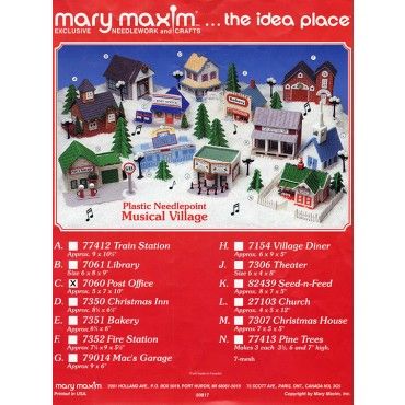 an advertisement for the christmas village at mary maxm's in the idea place