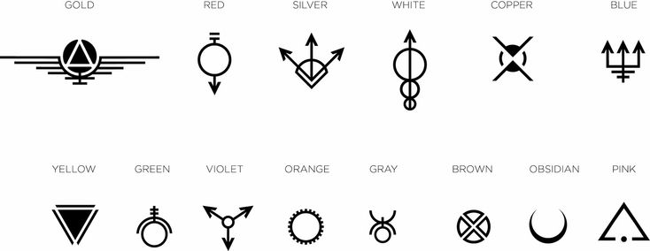 the symbols for different types of tattoos are shown in black and white, as well as an