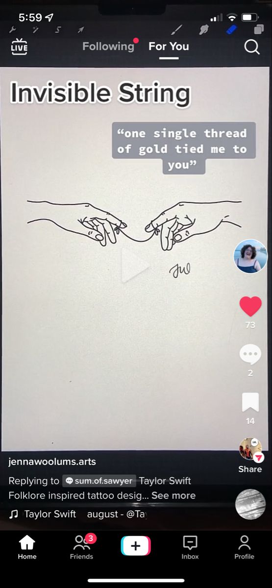 an image of someone's hand touching another person's hand with the caption invisible string