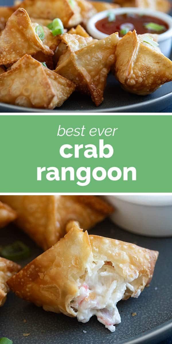 the best ever crab rangoon is served with dipping sauce