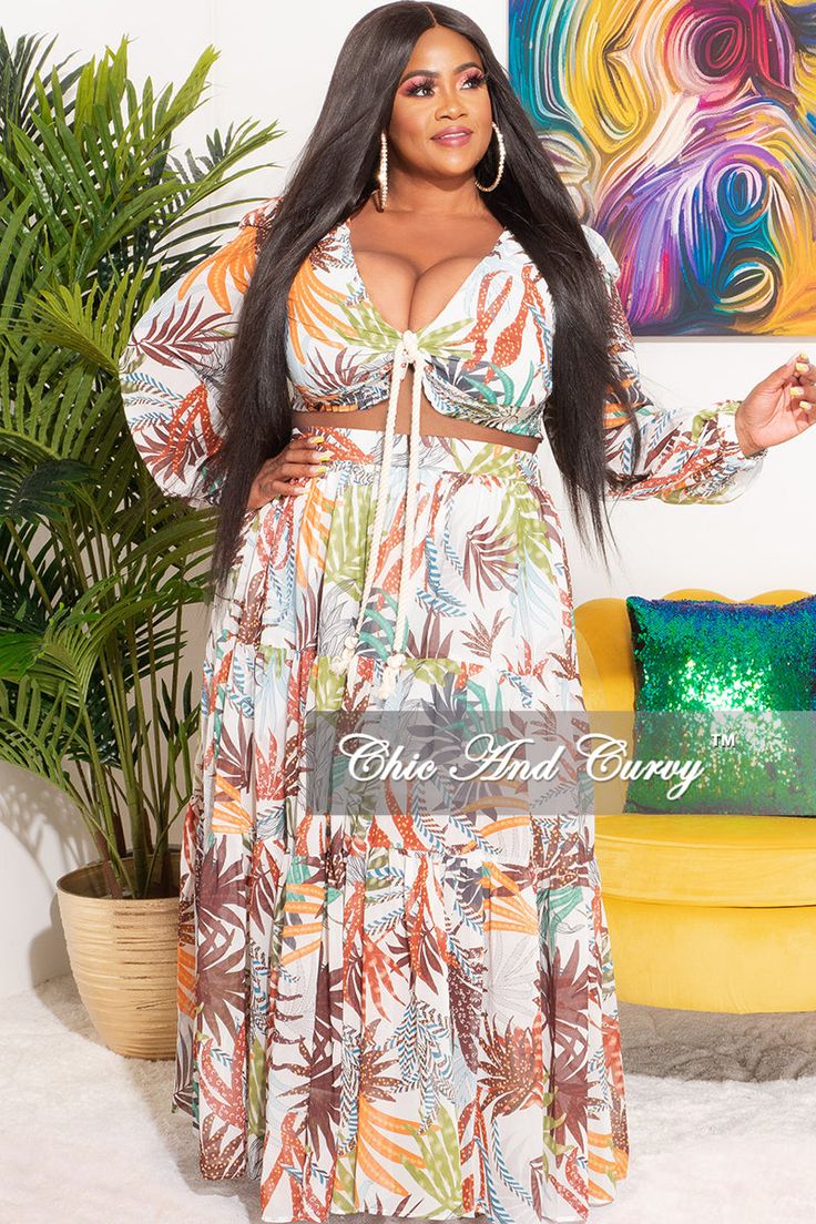 Polyester %: 100 Model is wearing a 2x 14/16 This item is Chiffon and has no stretch. If you have a fuller chest you may want to size up. Plus Size Cruise Outfits Caribbean, Resort Wear For Women Plus Size, Plus Size Cruise Outfits, Chic And Curvy, Rope Tie, Palm Print, Rainy Day Outfit, Tie Top, Airport Outfit