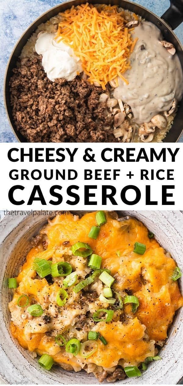 cheesy and creamy ground beef casserole is an easy dinner recipe