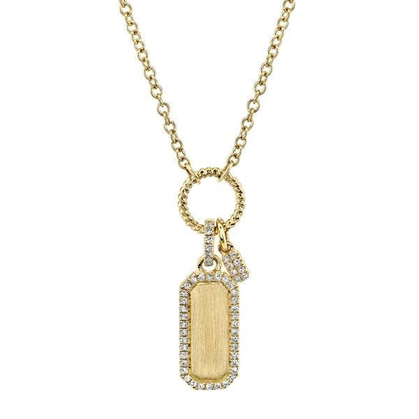 Crafted in 14k yellow gold, this necklace features a diamond dog tag pendant with a mini tag, totaling 0.13 carats. A stylish piece for any woman's wardrobe. Dog Tag Pendant, Diamond Pendants, Gold Diamond Necklace, Natural Diamond Engagement Ring, Silver Anklets, Childrens Jewelry, Shop Engagement Rings, Custom Jewelry Design, Silver Pendants