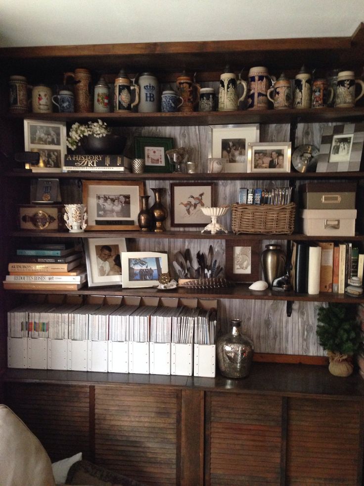 a book shelf filled with lots of books