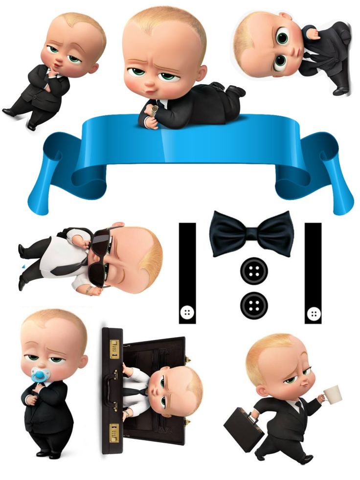 an image of babys dressed up in black and white clothes with blue ribbons on them