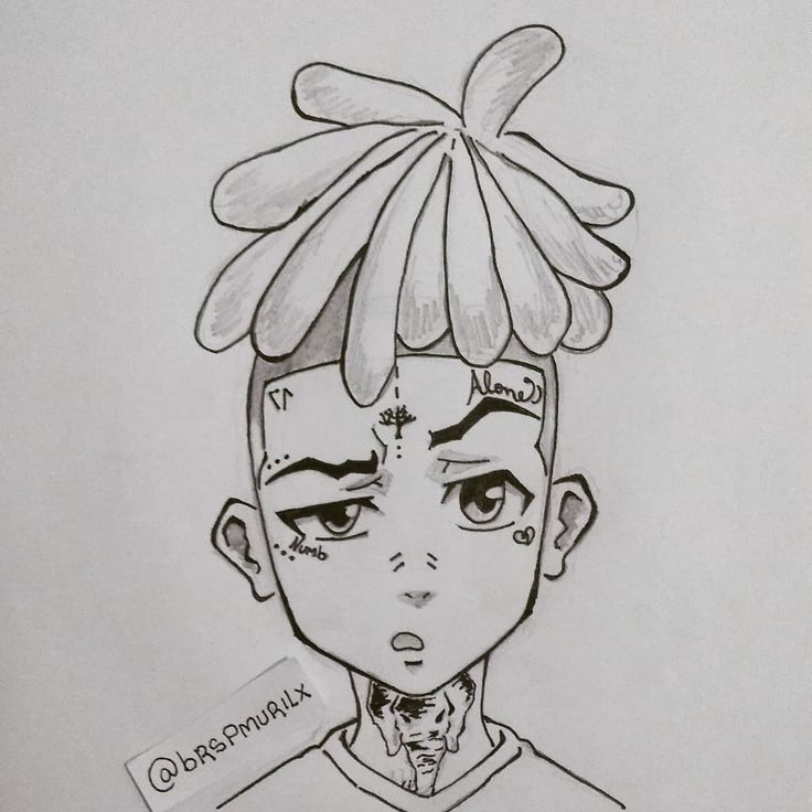 a drawing of a person with an odd hairdo and piercings on their head