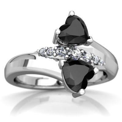 Black Heart Cut Jewelry For Wedding, Elegant Black Birthstone Ring For Anniversary, Black Cubic Zirconia Anniversary Rings, Black Cubic Zirconia Rings For Anniversary, Elegant Double Heart Rings For Formal Occasions, Black Diamond Heart-shaped Jewelry, Black Heart-shaped Diamond Jewelry, Black Diamond Jewelry For Valentine's Day, Black Heart-shaped Promise Jewelry