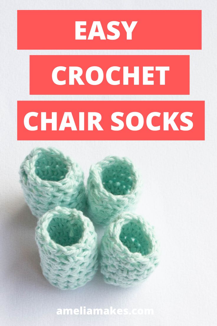 four crochet chair socks with text overlay that says easy crochet chair socks