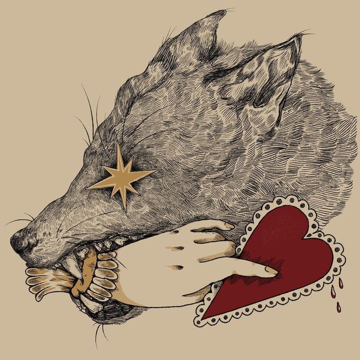 a drawing of a bear with a heart on it's chest and a star in its mouth