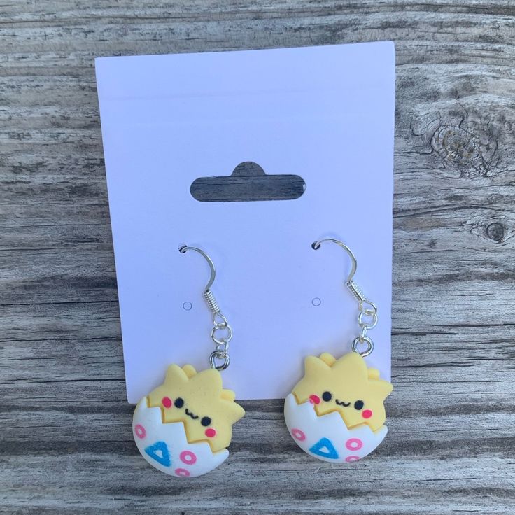 Adorable Togepi Earrings! Nickel Free Comes With Rubber Backings .**.Unfortunately I Am Not Accepting Offers On This Product. Thank You For Understanding!.**. Adjustable Kawaii Dangle Earrings, Cute Adjustable Pierced Jewelry, Kawaii Drop Earrings, Handmade Kawaii Dangle Jewelry, Kawaii Dangle Earrings With Ear Wire, Handmade Adjustable Kawaii Earrings, Cute Everyday Earrings For Pierced Ears, Cute Adjustable Drop Earrings, Adjustable Round Fun Earrings