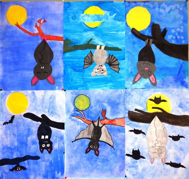 an art project for kids with bats and moon