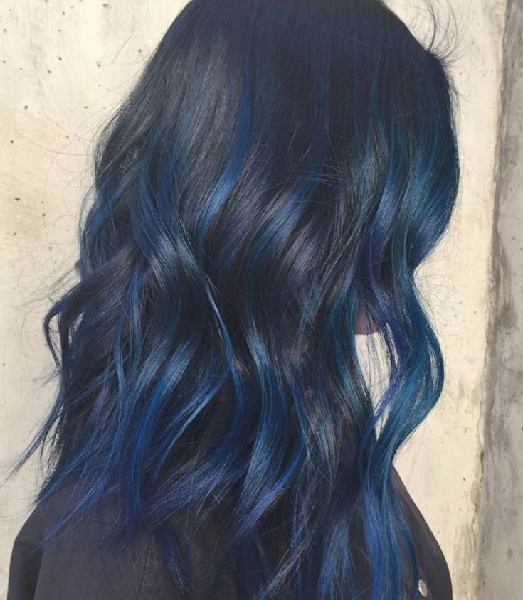 Dark Blue Hair Highlights, Blue Colour Hair, Blue And Black Hair, Icy Blue Hair, Electric Blue Hair, Midnight Blue Hair, Blue Black Hair Color, Blue Hair Highlights, Highlights Ideas