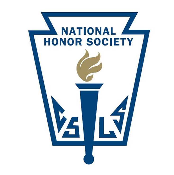 the national honor society logo is shown in blue and white with an arrow on it