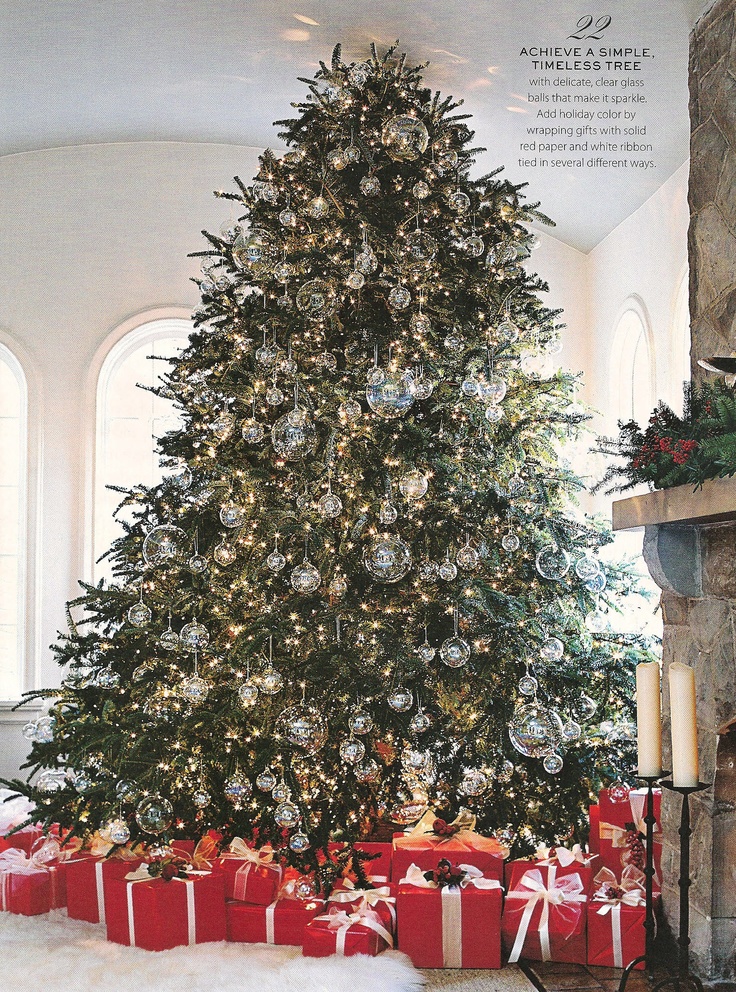 a large christmas tree with presents under it