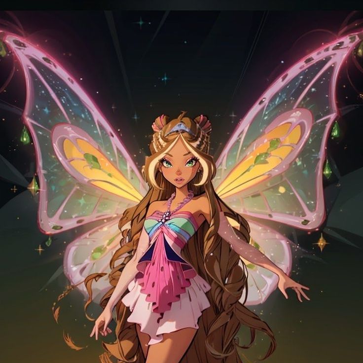 a beautiful fairy with long hair and wings