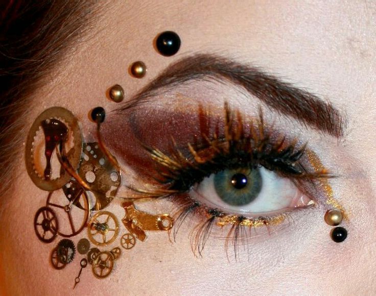 Steampunk Makeup Tutorial, Steam Punk Makeup, Steam Punk Diy, Steampunk Makeup, Steampunk Eye, Steampunk Mode, Fantasy Make-up, Moda Steampunk, Steampunk Hairstyles