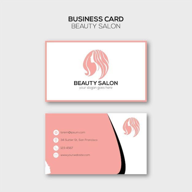 a business card with a woman's hair salon logo on the front and back