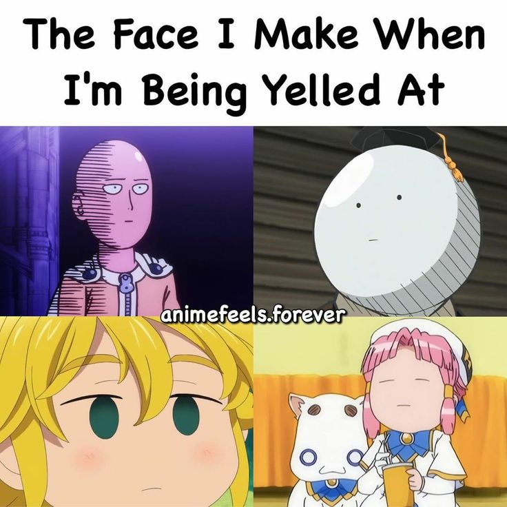 the face i make when i'm being yelled at animefeels forever