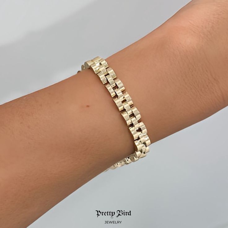 Product Details + Care - 18k Yellow Gold Plated Base Metal - 1 Bracelet - Wipe Clean Available 7” Length Only. Photos Pretty Bird Usa Llc 2023 Ig @Prettybird_usa Www.Prettybirdjewelry.Com Elegant Gold Bracelet With Box Chain, Elegant Metal Gold Bracelet With Box Chain, Elegant Chain Link Tennis Bracelet Gift, Elegant Gold Box Chain Bracelet, Formal Gold Bracelets With Box Chain, Formal Gold Box Chain Bracelet, Adjustable Gold Jubilee Tennis Bracelet, Elegant Gold Tennis Bracelet With Bracelet Strap, Everyday Gold Tarnish Resistant Tennis Bracelet