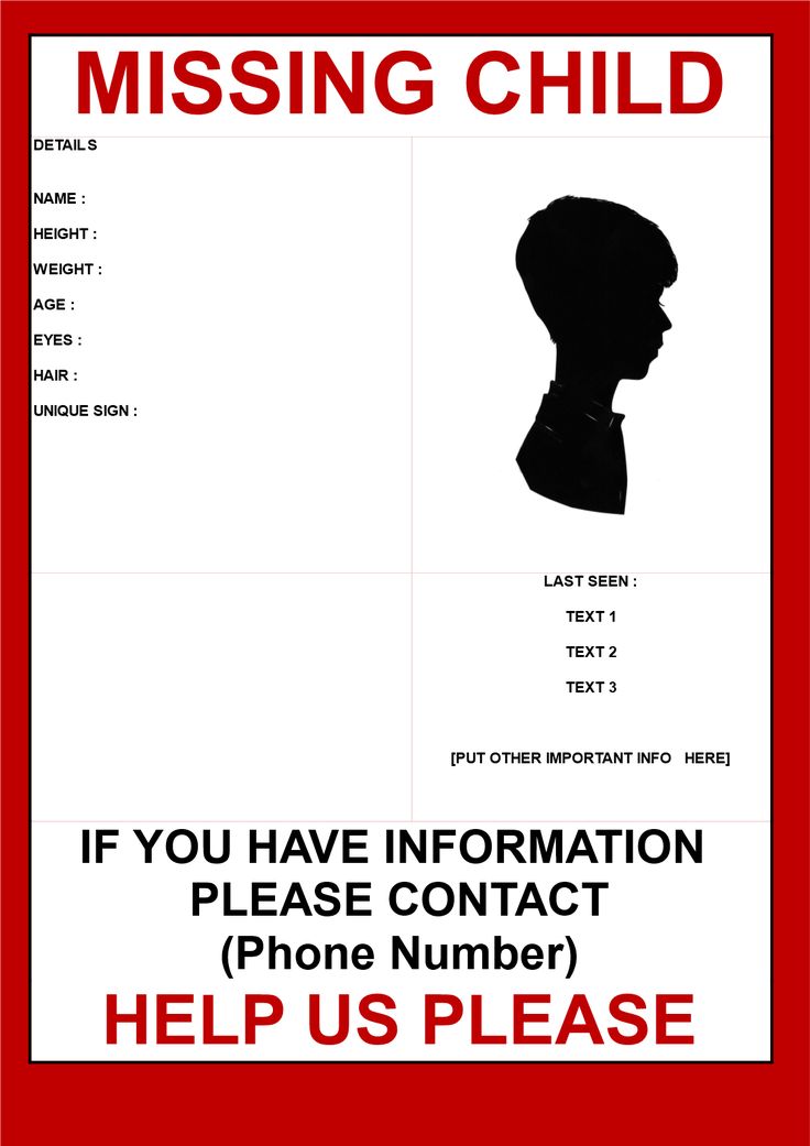 a missing child poster with the words, if you have information please contact phone number help us please