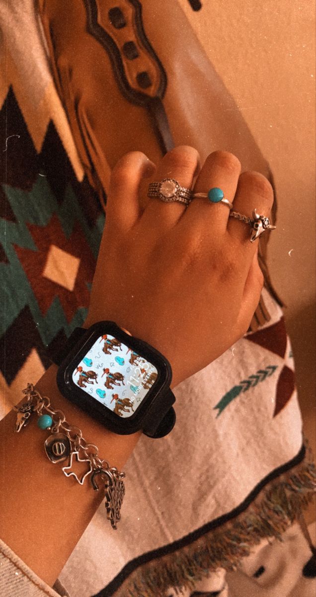 Western Bracelet Stack, Apple Watch Bracelet Stack, Western Jewelry Ideas, Watch Bracelet Stack, Western Apple Watch, Apple Watch Aesthetic, Cute Apple Watch, Cute Apple Watch Bands, Southern Jewelry