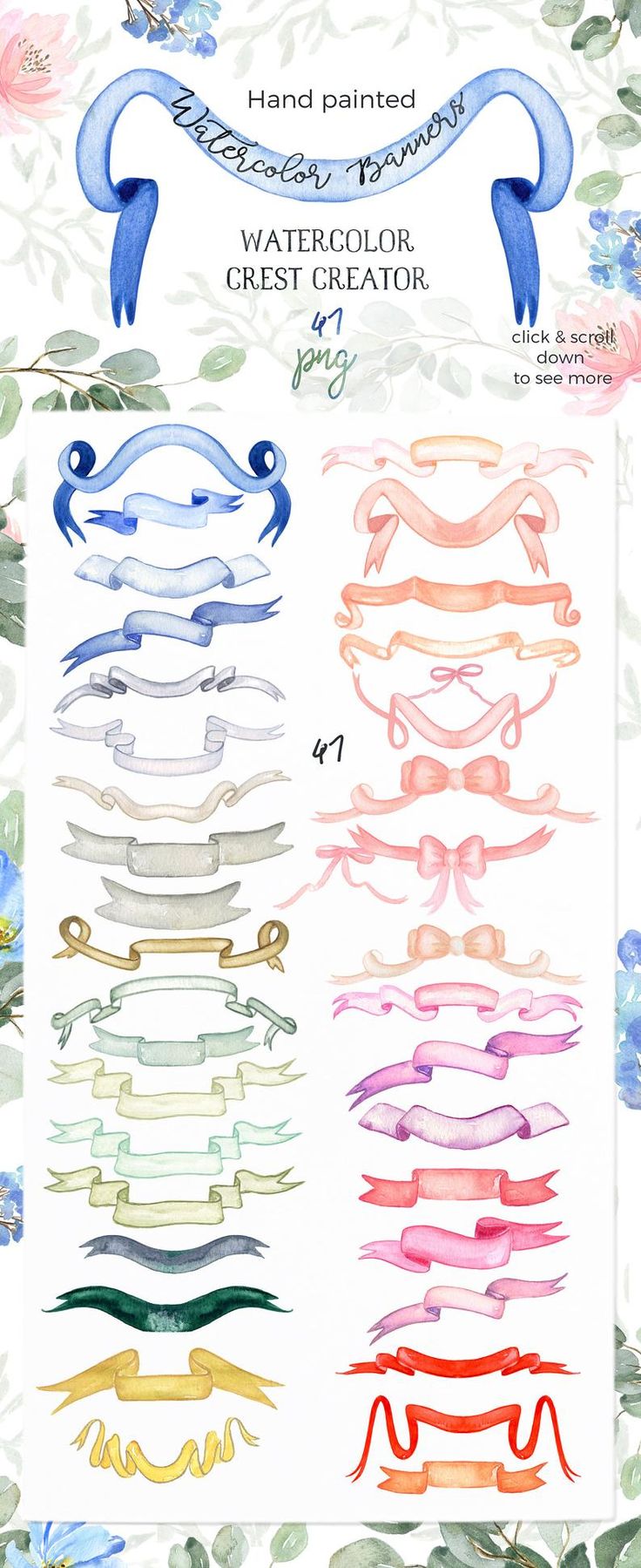 an image of watercolor crests and ribbons