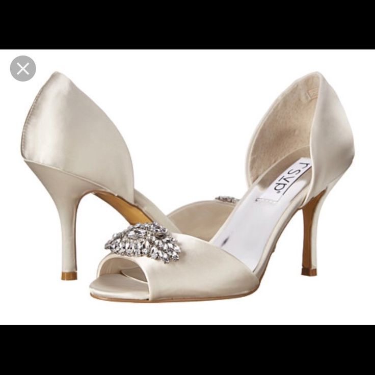 Brand New Ivory Bridal Shoe Perfect For Wedding, Bridesmaid Shoe Never Worn. Beautiful Rhinestone Detail 11w 3 1/4 In. Heel Rsvp Elegant Satin Wedding Shoes, Elegant Embellished Wedding Shoes For Bridesmaid, Elegant Embellished Bridesmaid Wedding Shoes, Elegant Leather Wedding Shoes, Elegant Fitted Bridal Accessories With Rhinestones, Elegant Rhinestone Wedding Shoes For Reception, Elegant Rhinestone Wedding Shoes, Elegant Satin Bridal Accessories For Wedding, Elegant Silver Bridal Accessories For Prom