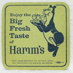 a sticker that says, enjoy the big fresh taste of hamm's