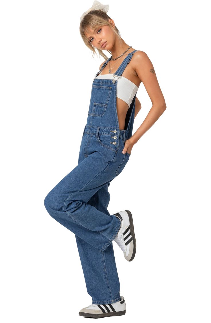 Plentiful pockets and a baggy fit up the utilitarian appeal of these classic overalls cut from nonstretch denim with a medium-wash finish. Adjustable buckle straps; side button closures Square neck Bib pockets; front scoop pockets; back patch pockets 100% cotton Machine wash, dry flat Imported Calvin Klein Overalls, Overalls Blue, Overall Skirt, Overalls Pants, Favorite Daughter, Maternity Shops, Designer Clothes For Men, Cute Simple Outfits, Denim Overalls