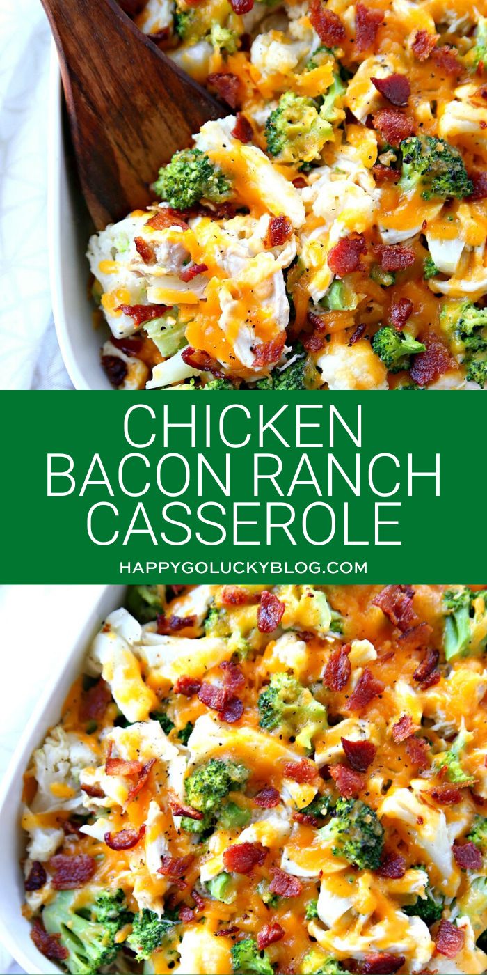 this chicken bacon ranch casserole is loaded with broccoli and cheese