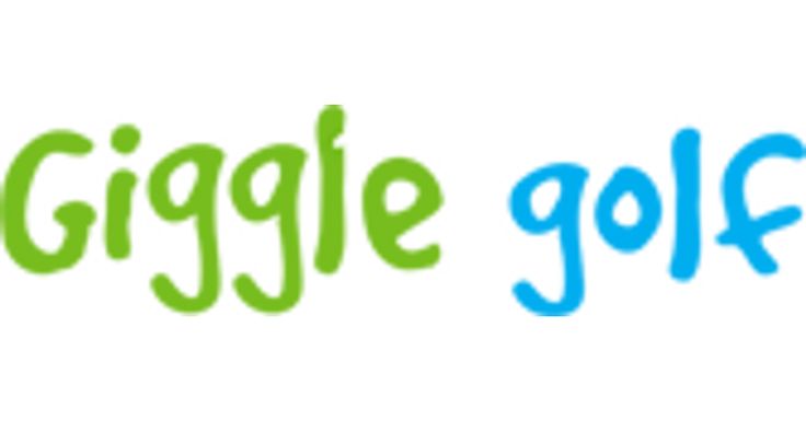 the words giggle golf are painted in blue and green